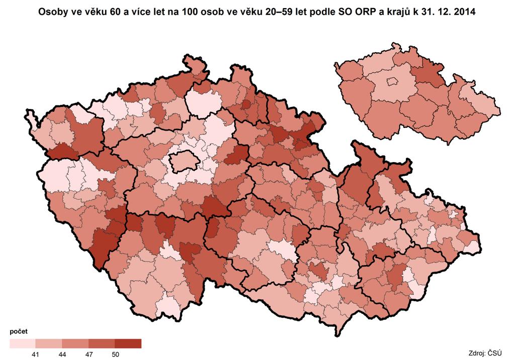 Ekonomické zatížení produktivní složky obyvatel indexy závislosti 48,5 osob 60 a víceletých na 100 osob ve věku 20 59 let 1.