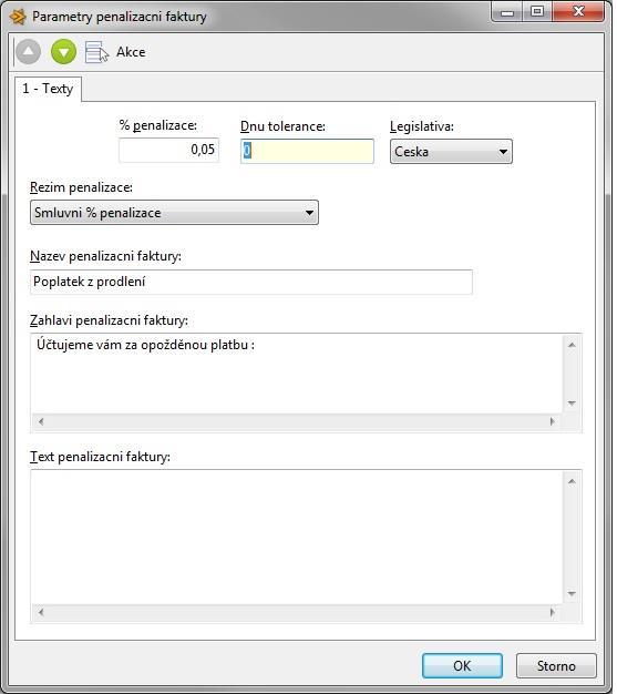 V konfiguraci lze kromě režimu penalizace také nastavit jakým způsobem penále počítat: Z uhrazené částky - penále se počítá pouze z uhrazené částky faktury ke dni úhrady Z dlužné částky - penále se