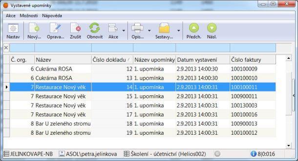 Pokud vystavujete upomínky i na opravné daňové doklady (dříve dobropisy), tak pro dobropis tvořený jediným účetním řádkem se upomínka generuje na zápornou částku.