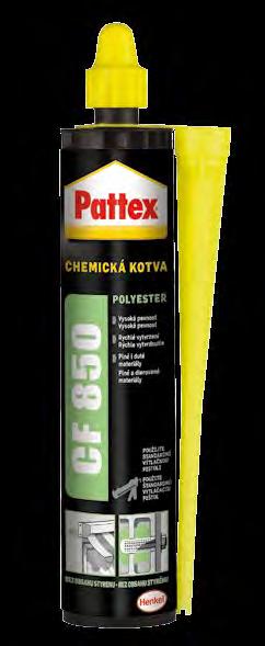 Pattex CF 850 Chemická kotva POLYESTER Doplňky a příslušenství Popis výrobku: Dvousložková chemická malta