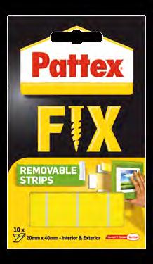 Pattex FIX 80 kg a 120 kg Popis výrobku: Oboustranná lepicí páska (1,5 m) udrží až 80 kg / 120 kg.