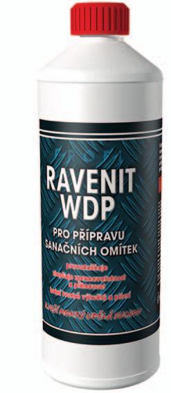 Přísady do betonů a malt Ravenit WDP 135 DO SANAČNÍCH OMÍTEK Příprava sanačních omítek z cementových, případně vápeno-cementových malt k obnově poškozených, provlhlých omítek na vnějších i vnitřních