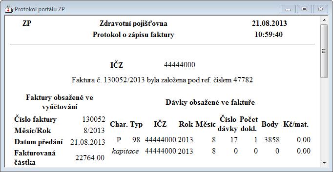 4) Vyčkejte na odeslání dat. 5) Pokud se dávku podaří odeslat, zobrazí se informace o úspěšném odeslání. Pokračujte tlačítkem [OK]. 6) Zobrazí se protokol s informacemi o odeslané dávce.