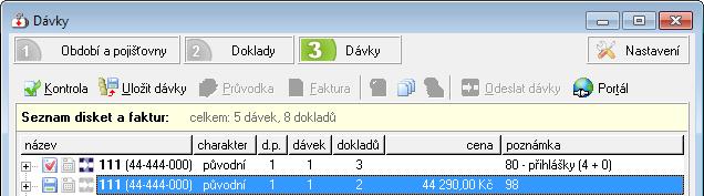 Dotaz na nahrazení souboru KDavka.111 se zobrazením detailu o dávce. Tlačítko [Přepsat] přepíše původní soubor KDavka.111 Tlačítko [Storno] - zruší akci, dávka nebude na disketu uložena.