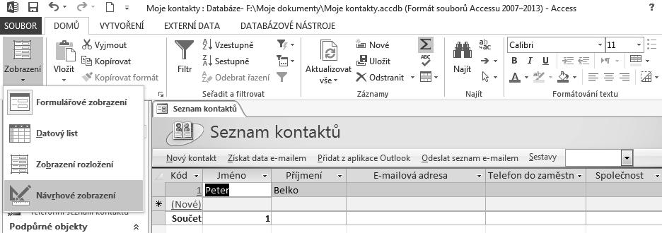 Prostředí Accessu 2013 5. V zobrazeném okně zvolte Povolit obsah pro tuto relaci a klepněte na OK. Tímto povolíte aktivní obsah jen pro toto jedno spuštění databáze.