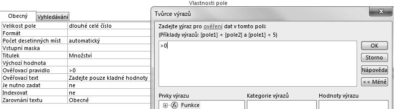 Kapitola 2 Tabulky Titulek Vlastnost Titulek se používá na zadání zobrazovaného názvu pole tak, jak je požadováno v uživatelském prostředí databáze.