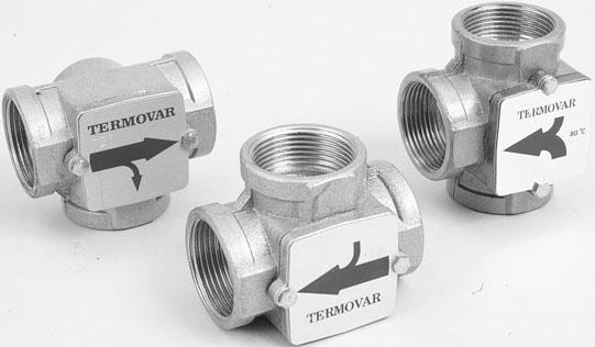 TERMOREGULAČNÍ VENTIL - TERMOVAR TECHNICKÉ PARAMETRY Teplota otevření ventilu 45 C, 55 C, 61 C, 72 C nebo 80 C, pevně přednastavená Max. provozní teplota 110 C Max.