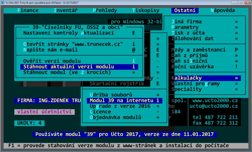 2. INSTALACE Modul ARES + Číselníky FÚ, OSSZ a obcí doplňuje při instalaci další soubory s adresami a čísly účtů FÚ a OSSZ a předčíslími účtů platnými pro jednotlivé daně a odvody.