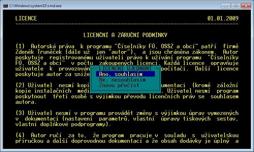 Instalaci spustíte z diskety (z instalačního adresáře) příkazem CISFU případně CISFU.EXE.