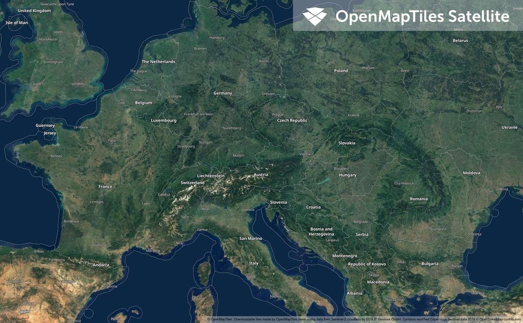 Doplňkové datasety OpenMapTiles Satellite