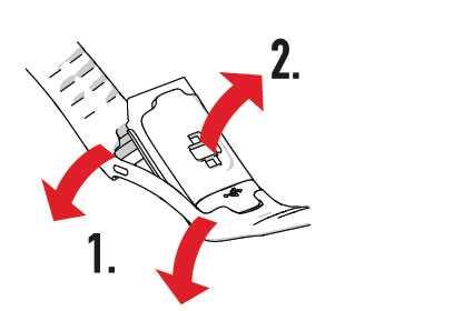 2. Vyjměte zařízení z náramku. Náramek připnete provedením výše uvedených kroků v opačném pořadí.