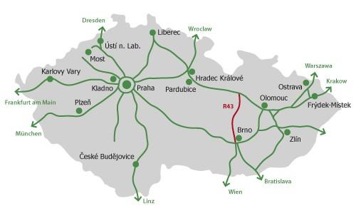 14. Síť dálnic a rychlostních silnic v České republice