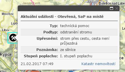 Alternativní spuštění se provádí z kontextového menu po kliknutím pravým tlačítkem v mapě v místě, kde chceme zobrazit 3D pohled. Pozice a směr pohledu je zobrazen modrou šipkou přímo v mapovém okně.