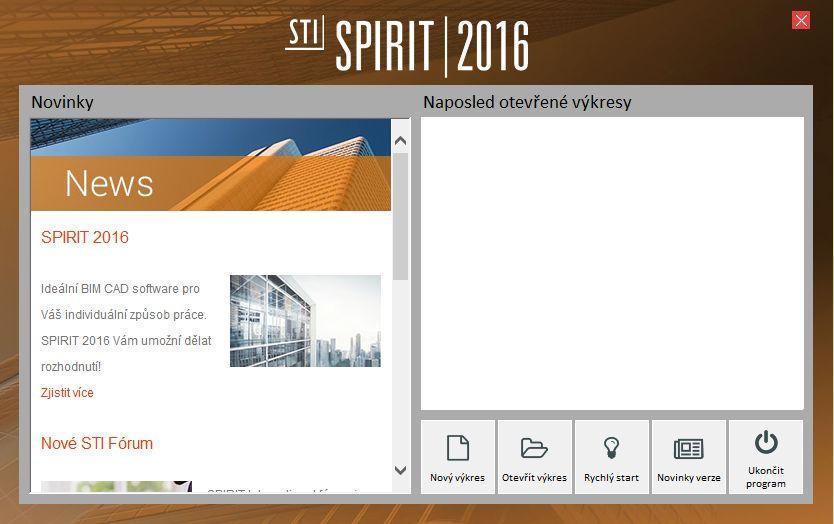 Novinky verze SPIRIT 2016 Nový Start asistent SPIRIT má nyní nové dialogové okno Start asistent. S aktivním připojením k internetu máte vždy k dispozici poslední informace o SPIRITu.