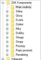 Moje soubory Knihovna SPIRITu v prohlížeči komponentů obsahuje množství symbolů, výkresových stylů a ZAK komponentů.