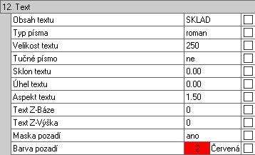 V takovém případě je na pozadí textu vložen bílý obdélník, který zakrývá ostatní prvky výkresu pro výraznější čitelnost textů. Tato funkce je nyní rozšířena, a umožňuje určit barvu obdélníku.