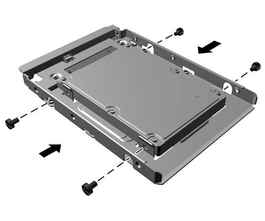 Připevněte disk do pozice adaptérové konzoly tak, že zašroubujete čtyři černé šrouby M3 adaptérové konzoly skrz boky konzoly do