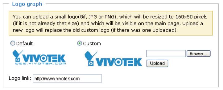 N{sledující obr{zek ukazuje výchozí nastavení: Hide Powered by VIVOTEK zaškrtnutí této volby způsobí skrytí daného n{pisu