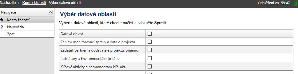 Načítání dat z Monit7+ - MZ Načítání dat z M7+ na Monitorovací zprávě/žádosti o platbě probíhá přes