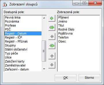 Pořadí sloupců - klikněte levým tlačítkem myši na název sloupce (zobrazí se svislá tučná čára mezi sloupci ), tlačítko držte a pohybem myši vlevo nebo vpravo přesuňte sloupce do libovolné pozice.