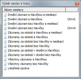 Při vytištění dekursu si program pamatuje, kde na papíře skončil a při dalším tisku dekursu pacienta při použití sestavy bez hlavičky automaticky pokračuje v tisku tam, kde posledně skončil.