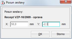 záporné nahoru Potvrďte tlačítkem [OK]. Hodnoty posunu na obrázku jsou pouze informativní.