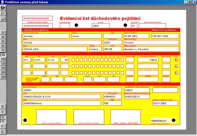 S ohledem na potíže s nastavováním tisku v PDF tiskopisech byl do modulu zabudován datový