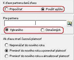 V spodnej časti formulára sa nastavuje, či sa majú zľavy spočítavať alebo sa použije vyššia (zľava zadaná na skladovej karte a zľava na partnerovi).