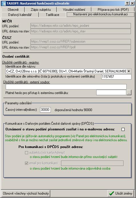 NASTAVENÍ: NASTAVENÍ FUNKČNOSTI komponenty: PROGRAMY\TO2Client.exe DOPLNĚNÍ: 15.12.2011 (bylo též zahrnuto do doplňku 02 k verzi 208 ze dne 25.10.