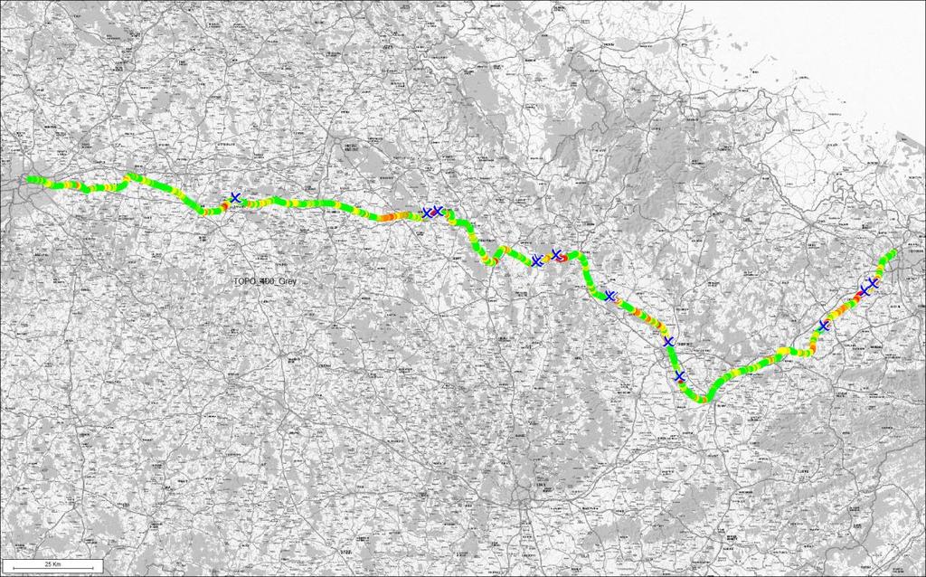 Měření bez opakovače 13x spojení přerušeno 11x nesestaveno Řada úseků bez