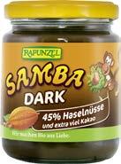 SAMBA DARK: oříšková pomazánka RAPUNZEL Čokoládový krém bez mléka na pečivo, do desertů, na pečení a mlsání.