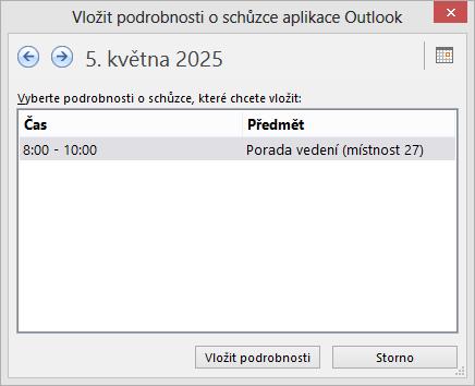 6 OneNote 107 schůzce aplikace Outlook najdeme daný den 5. 5. 2014. Zobrazí se události plánované na vybraný den (viz obr. 6-13). OBR.