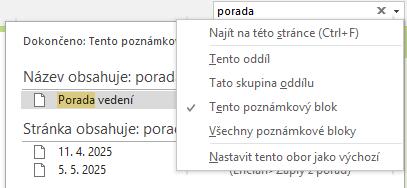 6 OneNote 108 6.5 Vyhledávání a ochrana poznámek Vyhledávání textových poznámek 6.5.1 Vyhledávání textových poznámek V poznámkových blocích máme uložené značné množství informací.