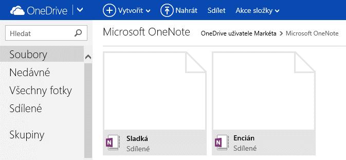 Práce s poznámkami i vzhled poznámek je shodný s poznámkami uloženými na OneNote Pro.