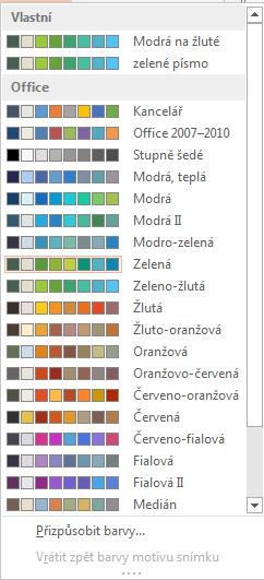 8 PowerPoint 130 Obrázek jako odrážka Barvy Vlastní barvy motivu Úprava sady barev Jako odrážku můžeme používat obrázek ze souboru.
