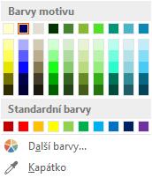 další barvy. Jestliže např. pro barvu písma použijeme barvy motivu, změní se barva písma při změně motivu (při změně sady barev).
