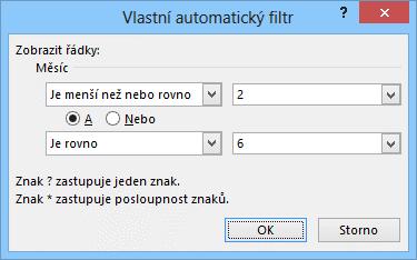 Pokud chceme současně zrušit filtr ve všech sloupcích, použijeme tlačítko Vymazat ve skupině SEŘADIT A FILTROVAT na kartě DATA. Pro složitější zadání lze využít vlastní filtr.