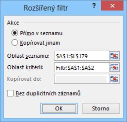 9 Excel 188 Nyní zobrazíme všechny programy Bonita prodané v pondělí. Filtrujeme podle dvou sloupců, proto do buňky B1 na listu Filtr zapíšeme název sloupce Den_v a do buňky B2 zapíšeme po.