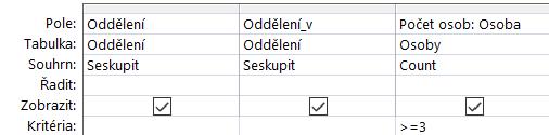 10-18: NÁVRH DOTAZU D10 PRODEJE ZAMĚSTNANCŮ Do souhrnných dotazů můžeme přidávat kritéria jak pro vypočítaná pole, tak pro seskupovaná pole.