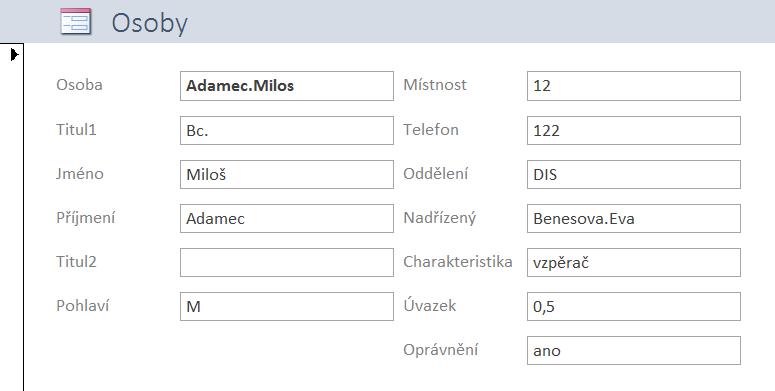 10 Access 205 OBR. 10-21: FORMULÁŘ F01 OSOBY 10.4.2 Nekonečný formulář F02 Faktury Vytvoříme formulář, v němž budou všechny údaje o fakturách.