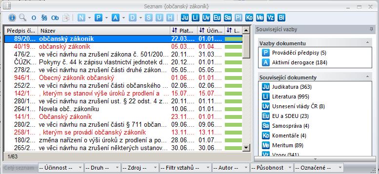 15 Informační zdroje a služby knihovny 253 Po zadání kritérií klikneme do tlačítka Hledání nebo stiskneme klávesu Enter. Zobrazíme seznam všech předpisů, které odpovídají zadaným kritériím.