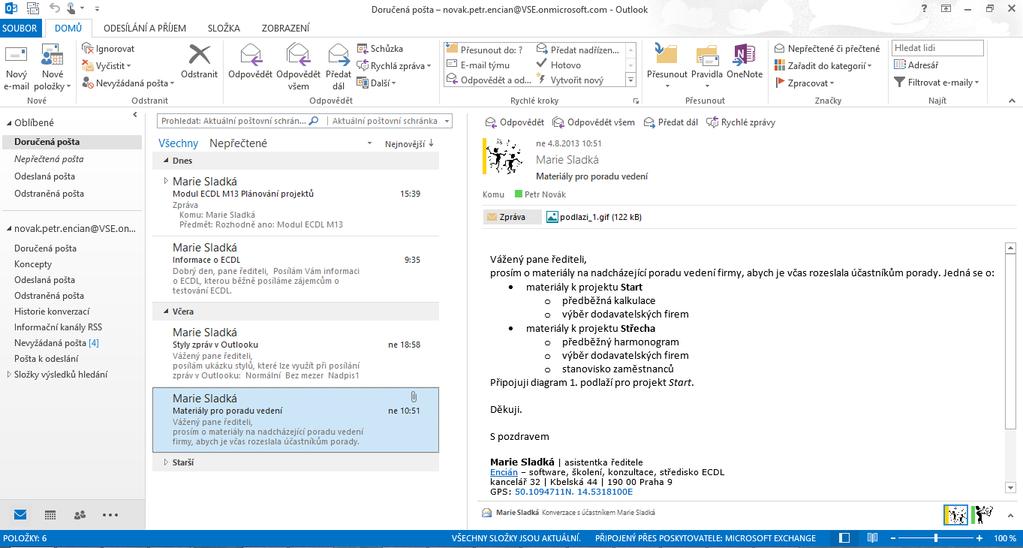 4 Outlook 58 Jako iniciátoři hlasování obdržíme e-mailem odpovědi jednotlivých adresátů. Kliknutím do upozornění Odesílat odpověděl se zobrazí tlačítko Zobrazit odpovědi hlasování.