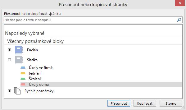 6 OneNote 99 Přichystanou stránku přejmenujeme na Project. Kombinací kláves Ctrl N vložíme novou stránku a přejmenujeme ji na Visio. Stejně vytvoříme poslední stránku a pojmenujeme ji OneNote.