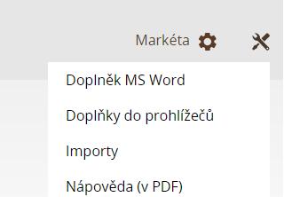 Aktivace doplňku ve Wordu V Plus klikněte na ikonu nástroje a z nabídky vyberte