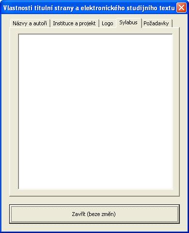 MiniAware - uživatelská příručka 104 Karty Sylabus a Požadavky 5.