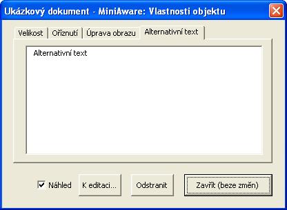 obrázkem), obsahuje: o Textové pole pro alternativní text: jeho obsah se zobrazuje v rámci LMS Unifor při