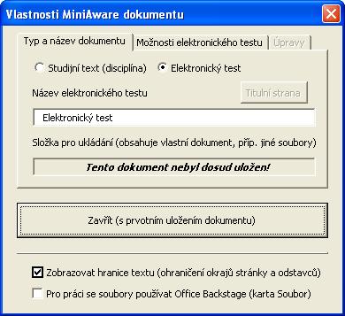 MiniAware - uživatelská příručka 91 Karta Typ a název dokumentu, typ Elektronický