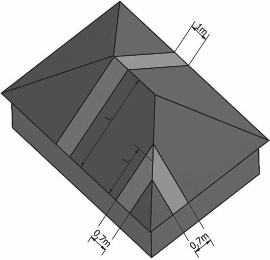 Čistá plocha přiváděcího větracího otvoru u okapu má mít nejméně 1/500 větrané plochy střechy, nejméně 200 cm 2, při pa da jí cí na běžný metr okapové hrany, o výšce vzduchové vrst vy nejméně 20 mm.