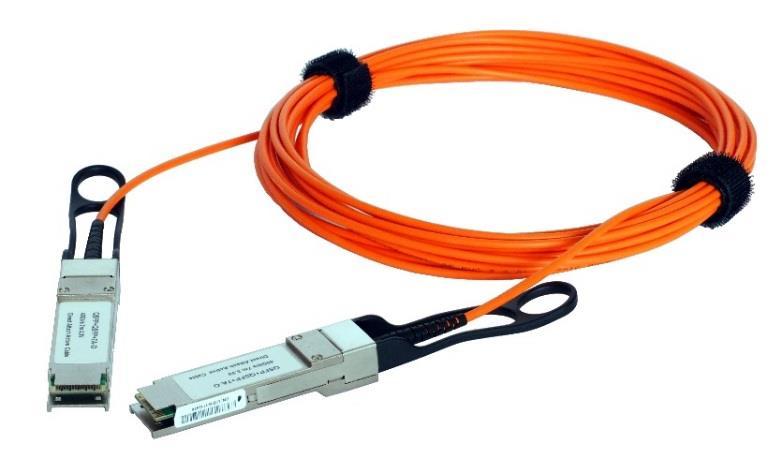 AOC (Active Optical Cable) Transceivery v provedení AOC kabelu slouží pro propojení blízkých zařízení.