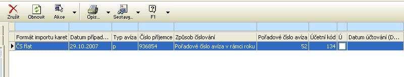 Záznamy v kartovém centru nelze pořizovat ručně, pouze formou importu přes zprávy. Vznikají z vět typu 00 - úvodní věta.